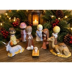 Vintage 80s Nativity Duncan Enterprise Mold Set Ceramic Christmas 5"  9 Pcs Lot